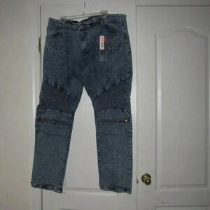 NWT PHAT FARM Men’s Moto Skinny Fit Blue Stretch Jeans Size 46x30 (actual 29")